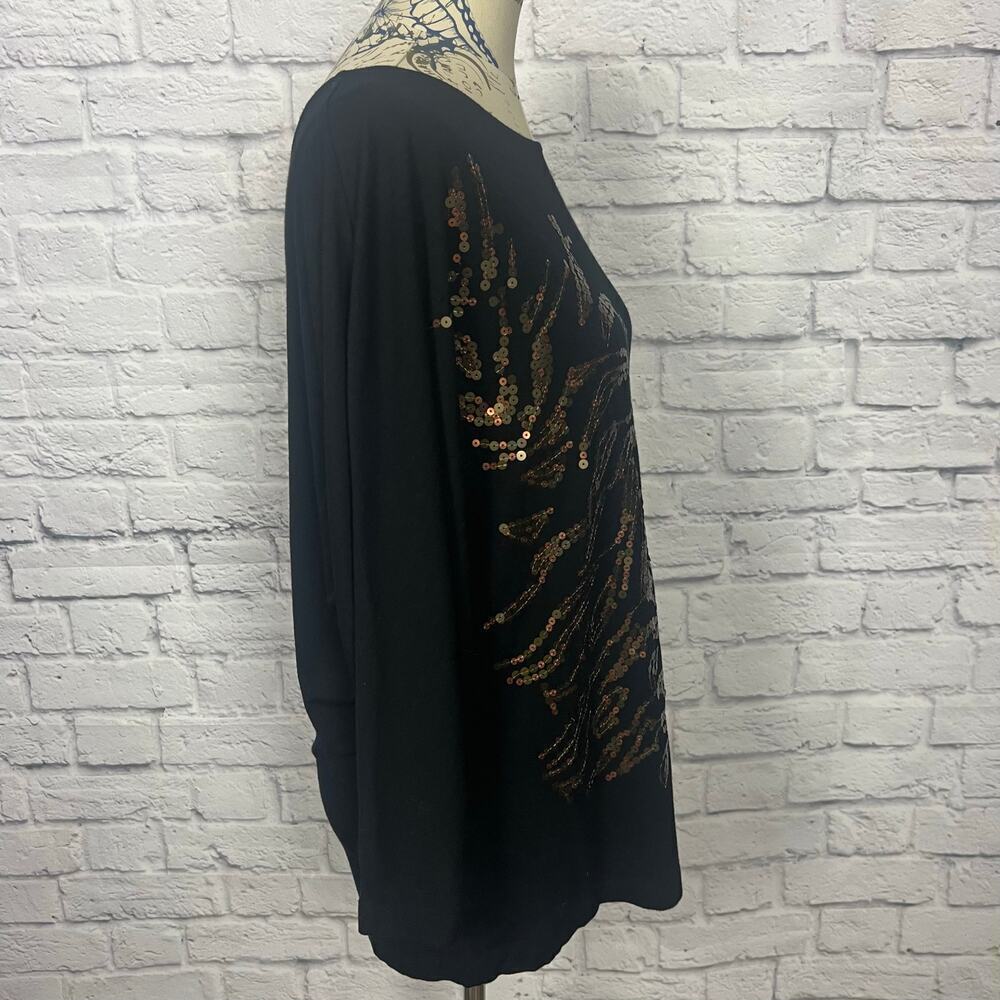 Vintage CAbi Black Top with Design - Women's Large - Picture 3 of 5